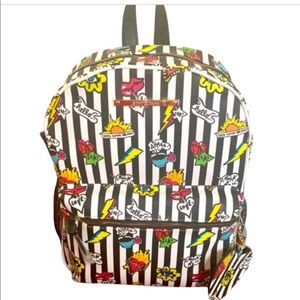 *SOLD* Betsey Johnson Striped Doodles Backpack